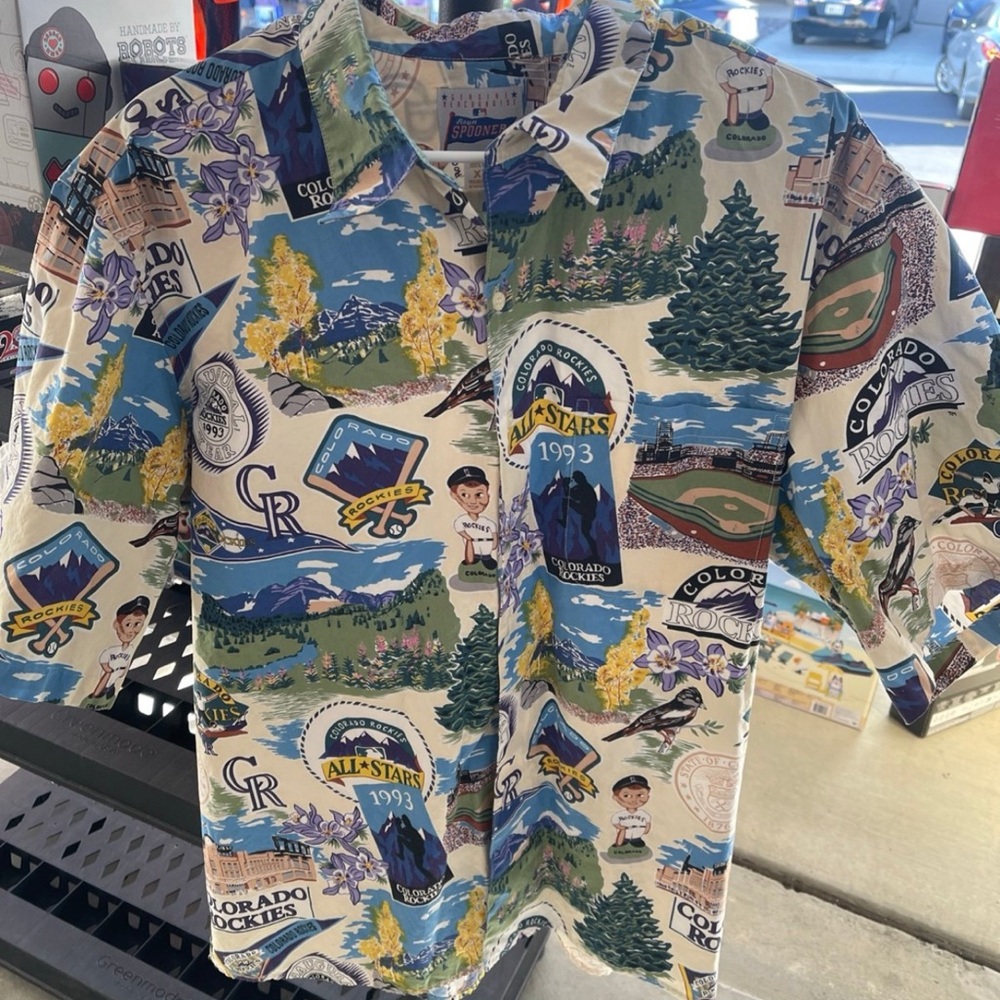 Reyn Spooner Shirt Mens XXL Hawaiian Colorado Rockies MLB 1993 Inaugural Year